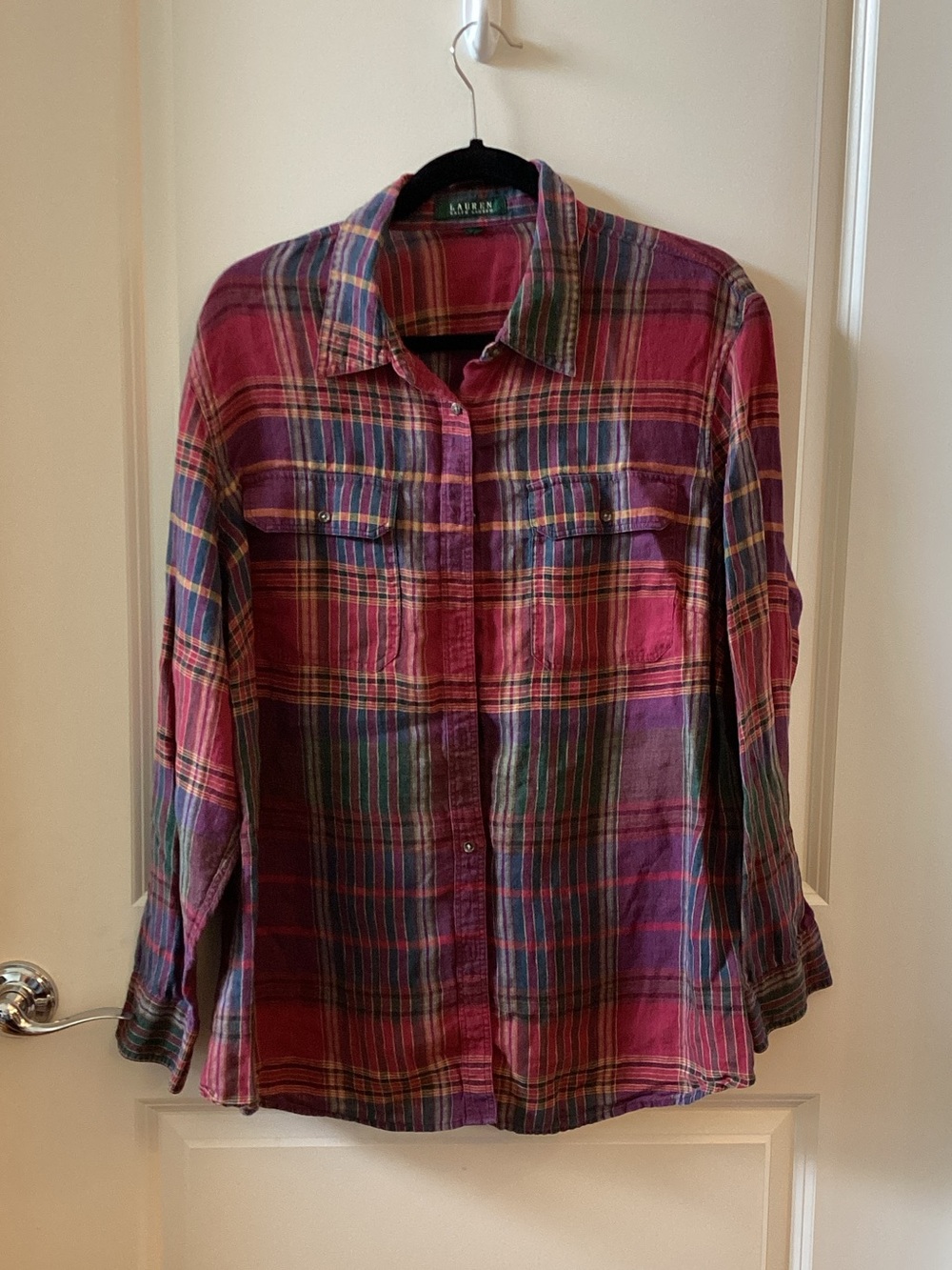 Lauren Ralph Lauren Plaid Button-Up Shirt - Pink, Purple & Green